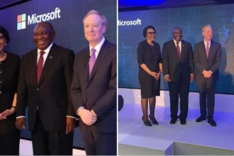 President of South Africa Cyril Ramaphosa with President of Microsoft Brad Smith at investment gathering