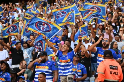 Fans cheering DHL Stormers in Cape Town at United Rugby Championship