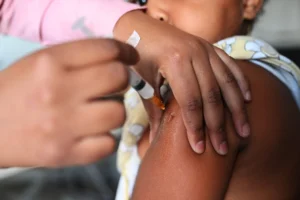 A child getting vaccinated during World Vaccination Week commemorated in Cape Town