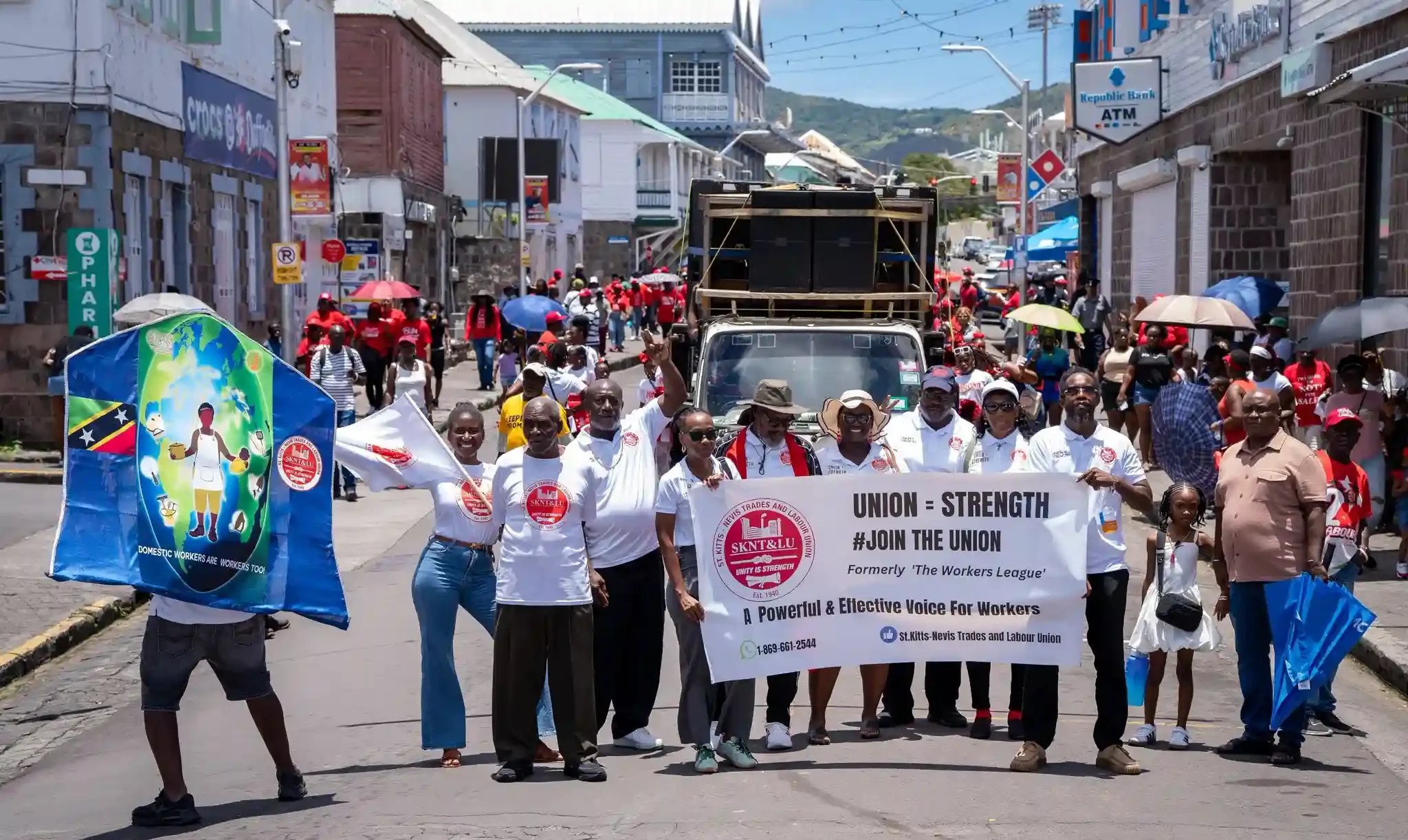 St. Kitts and Nevis on streets of Basseterre for labour March with Purpose