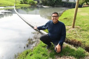 Councillor Zahid Badroodien sitting near Soet River