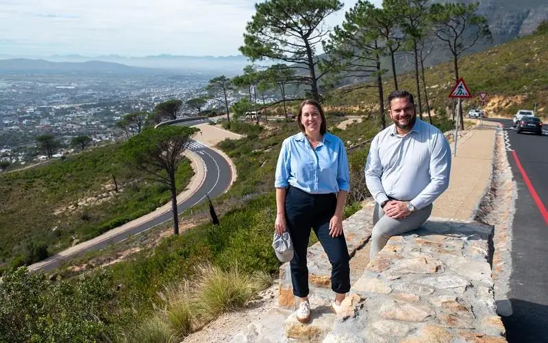 Councillor Rob Quintas with Councillor Francine Higham on upgraded Tafelberg Road visit in Cape Town