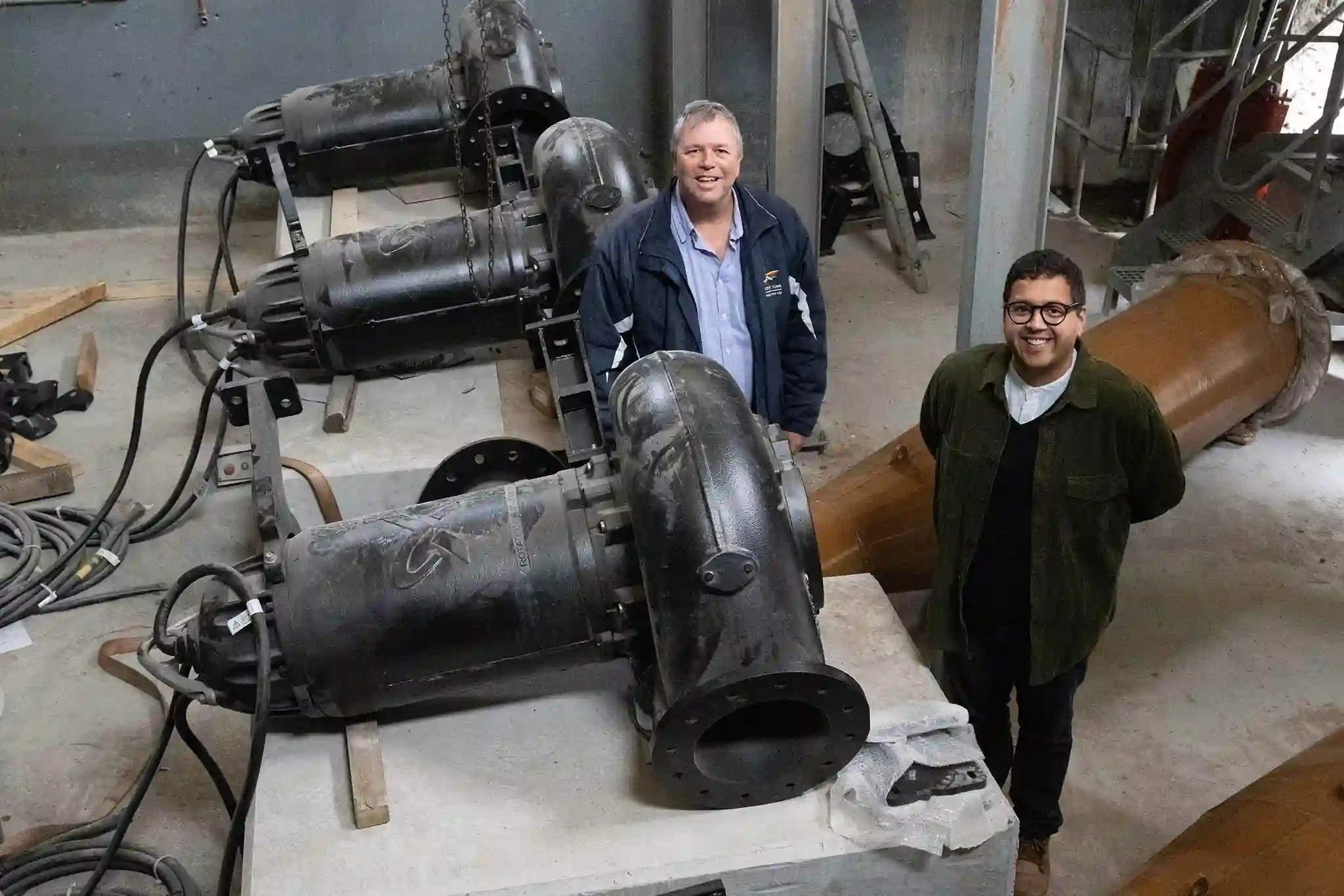 Councillor Zahid Badroodien while examining the first phase mechanical and electrical work at Athlone
