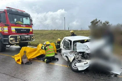 Cape Town firefighters saving people from accident