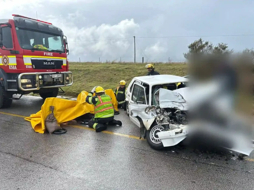 Cape Town firefighters saving people from accident