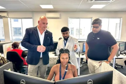 Alderman James Vos inspecting CapeBPO new hired employees