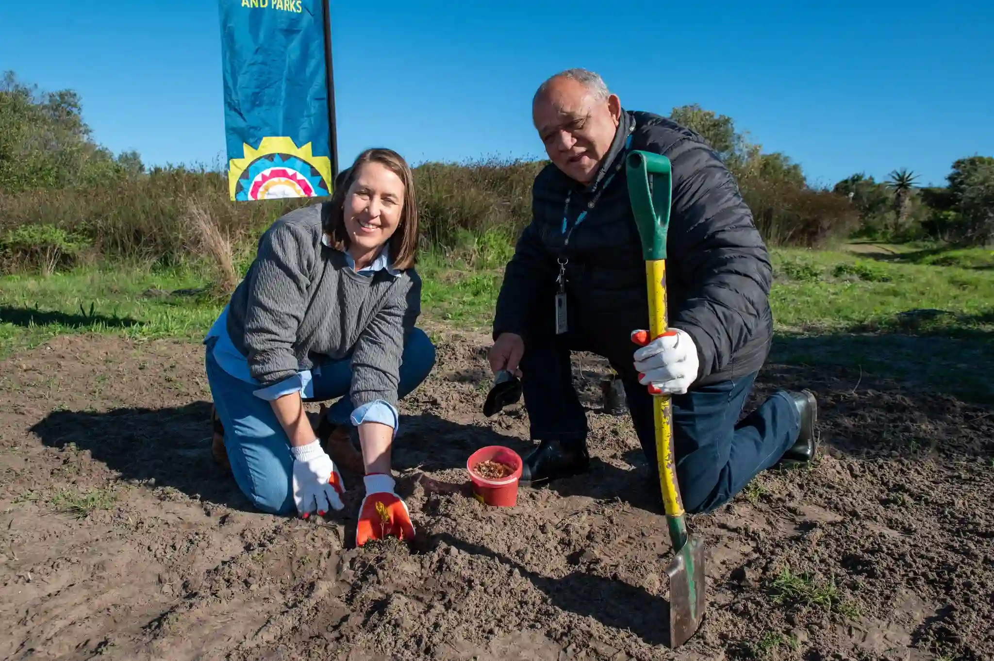 Councillor Francine Higham while planting a sapling on World Environment Day in Cape Town