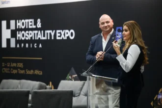 Alderman James Vos during the launch of new Door Hangers at Hotel and Hospitality Expo Africa, Cape Town
