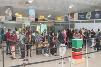 Nigerian delegates arrived in Air Peace flight at St. Kitts and Nevis airport