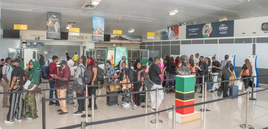 Nigerian delegates arrived in Air Peace flight at St. Kitts and Nevis airport
