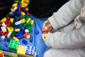 Young learners playing lego at city library in Cape Town 