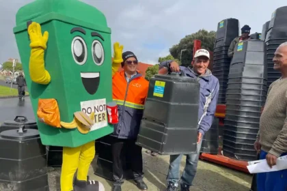 City officials distributing Home Composting Bins in Cape Town