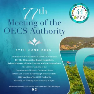 Poster for 77th OECS Authority Meeting in St. Vincent and the Grenadines