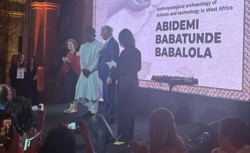 Archaeologist – Abidemi Babalola while receiving The 2025 Dan David Prize in Italy