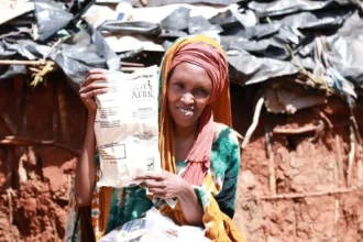 African person who received the Nutritional Support from the Spread Truth Africa and Midwest Food Bank in South Africa