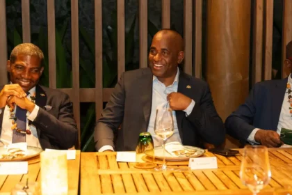 PM Roosevelt Skerrit with other leaders at ACTIF2025 welcome cocktail party in Grenada