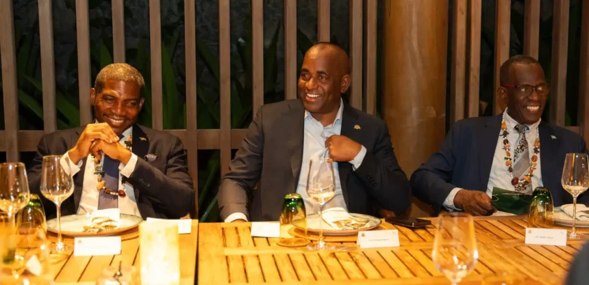 PM Roosevelt Skerrit with other leaders at ACTIF2025 welcome cocktail party in Grenada