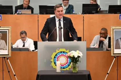 Mayor Geordin Hill-Lewis while addressing the City Council of Cape Town