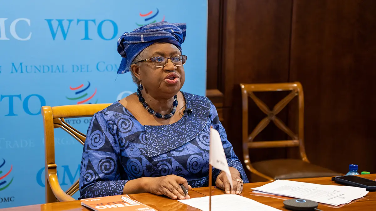 WTO Director General – Ngozi Okonjo Iweala while addressing opening plenary (OP) session at the 4th Finance for Development Conference in Seville