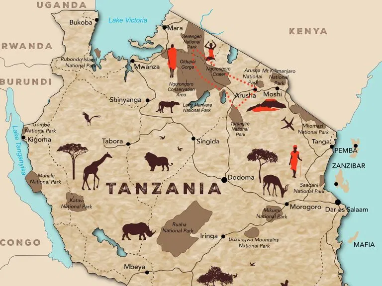 Tanzania on Africa Map