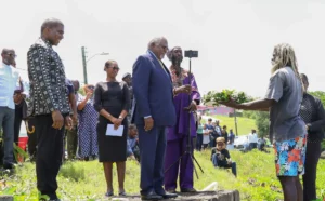 PM Terrance Drew with other leaders during unveiling of historic Marcus Garvey memorial park in St. Kitts and Nevis