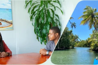 Minister of Tourism – Denise Charles-Pemberton while signing deal for Indian River improvement