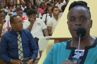 CXC Registrar Magalie Celestine at Ministry of Education Press Conference, Dominica
