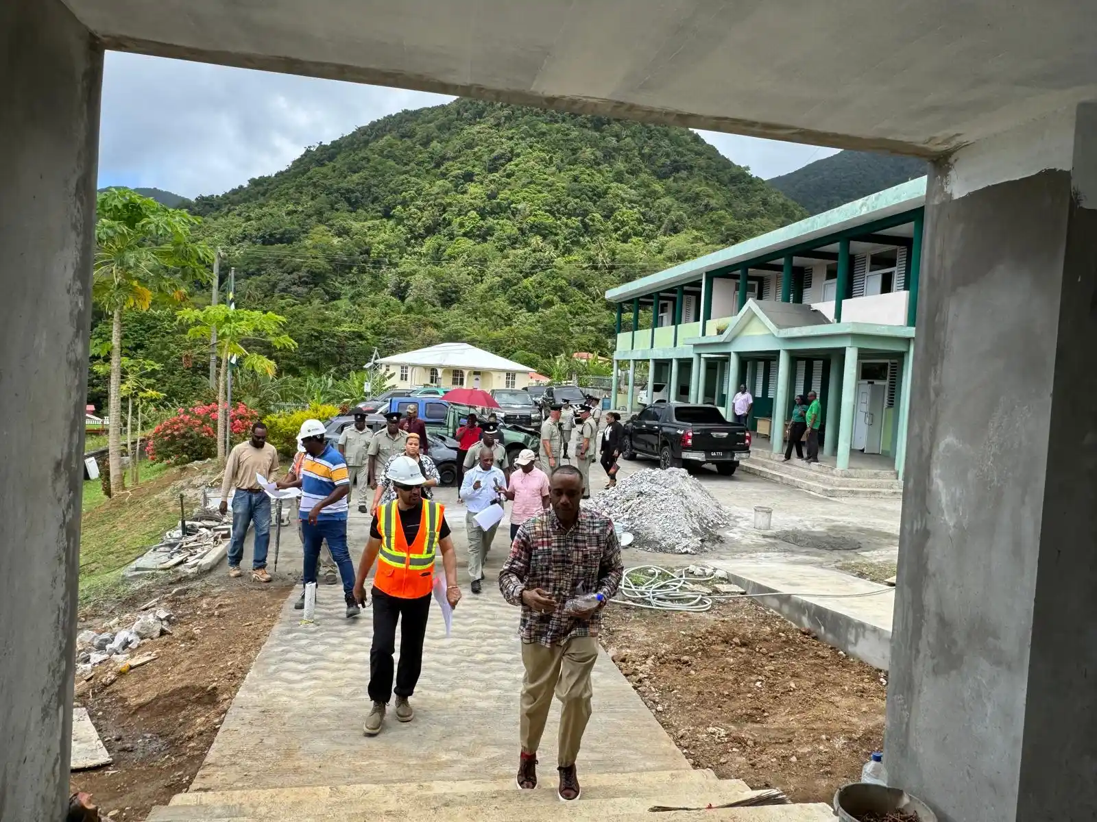National Security Minister Rayburn Blackmoore while examining the construction sites of Magistrate Court and Fire Station, in Dominica