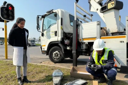 Alderman Xanthea Limberg while inspecting the LED lights replacement in Cape Town
