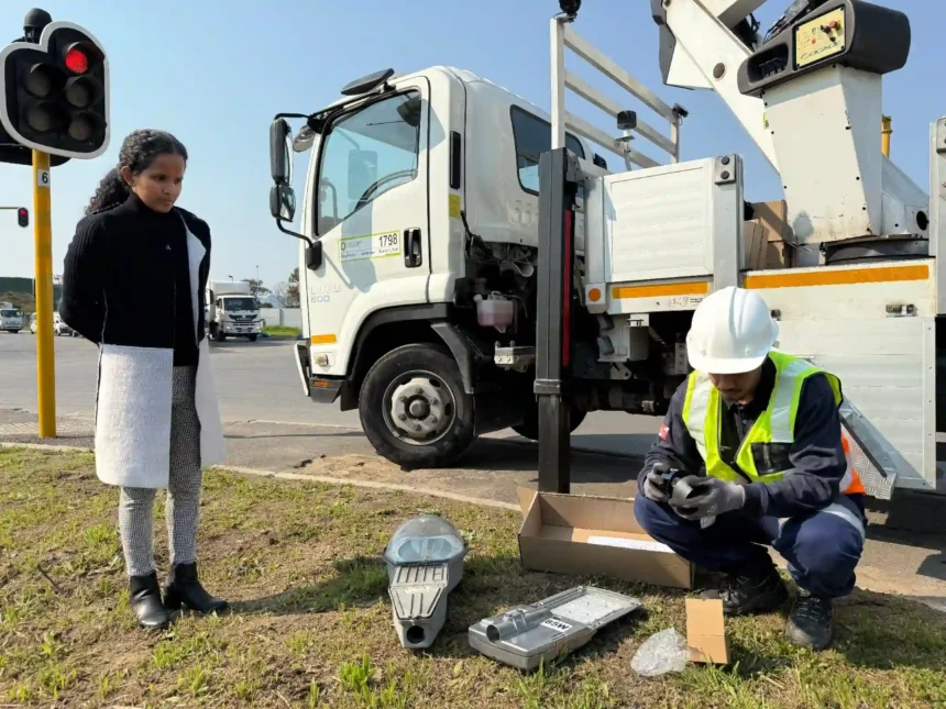 Alderman Xanthea Limberg while inspecting the LED lights replacement in Cape Town