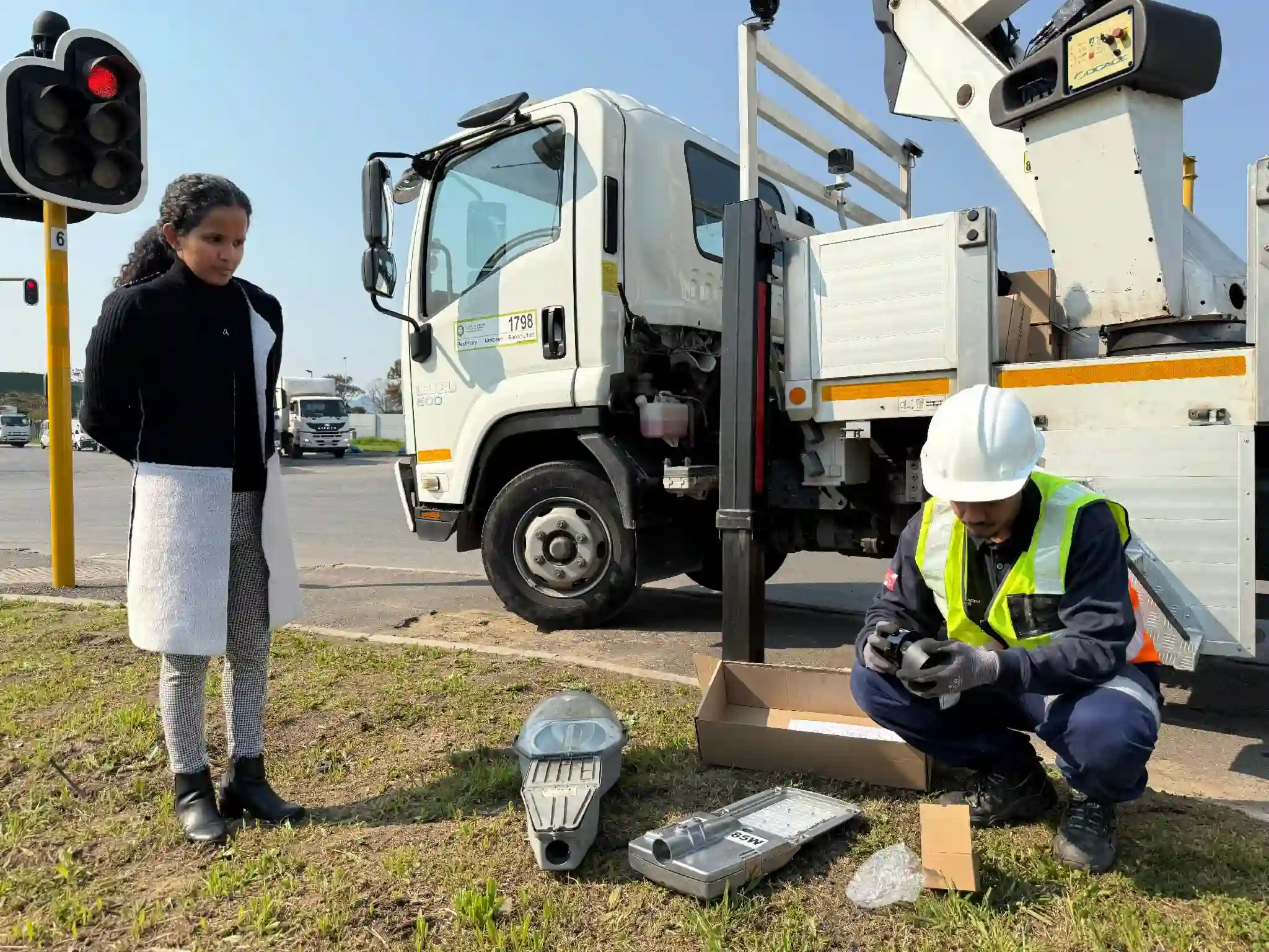 Alderman Xanthea Limberg while inspecting the LED lights replacement in Cape Town