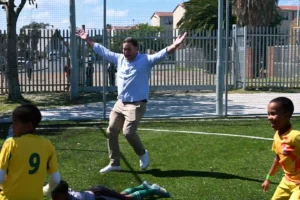 Mayor Geordin Hill-Lewis at The Greens Sports Ground in Manenberg, Cape Town