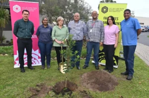 Alderman Theresa Uys planting tress marking Arbor Month in Cape Town 
