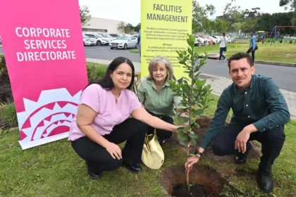 Alderman Theresa Uys planting trees marking Arbor Month in Cape Town