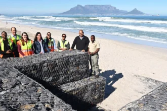 Deputy Mayor Eddie Andrews with the team alloted for upgradation work at Table View Beachfront in Cape Town