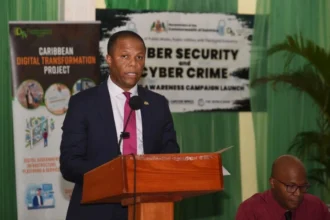 Minister Fidel Grant at launch of Cybersecurity and Cybercrime Awareness Campaign in Dominica