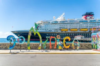 Disney Magic Cruise Ship docks at Roseau Port, Dominica