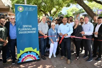 Deputy Mayor Eddie Andrews during unveiling of second phase of Kruskal Avenue upgrade at Bellville CBD, Cape Town