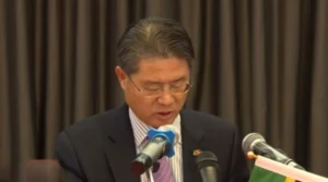 Ambs Chu Maoming during the press conference for Dominica-China Cooperation