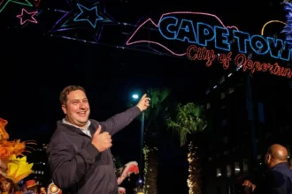 Mayor Geordin Hill-Lewis at Festive Lights Switch On in Cape Town