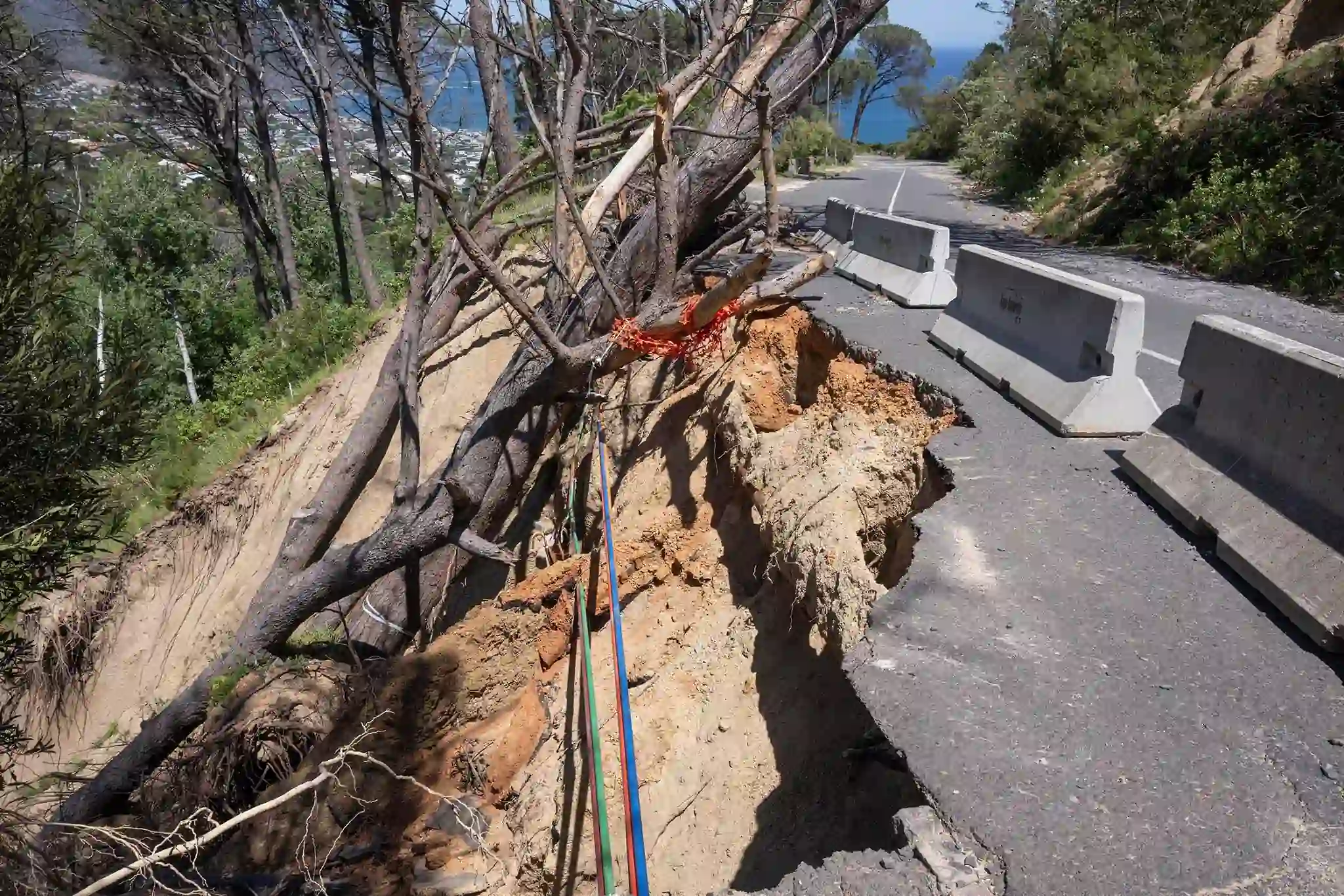 Damaged Kloof Road in Cape Town