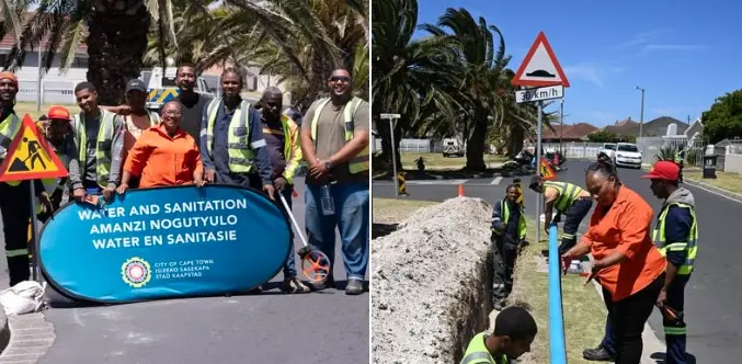 Water and Sanitation team during pipe and sewer replacement in Cape Town