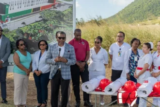 Prime Minister Dr. Terrance Drew at JNF General Hospital site in St. Kitts and Nevis
