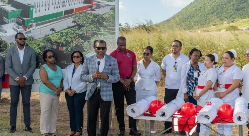 Prime Minister Dr. Terrance Drew at JNF General Hospital site in St. Kitts and Nevis