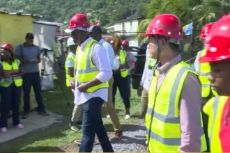 Prime Minister Roosevelt Skerrit on site visit of Thibaud Primary School in Dominica