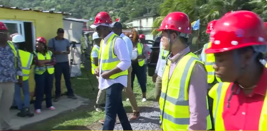 Prime Minister Roosevelt Skerrit on site visit of Thibaud Primary School in Dominica
