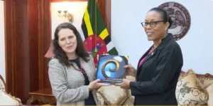 President Sylvanie Burton received credentials from Ambs Maria Velasco from Sweden to Dominica
