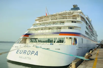 MV Europa docks at Port of Mombasa in Kenya