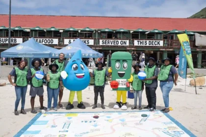 Water and Sanitation Mascot Manzi with Anti Litter Mascot Bingo in Cape Town