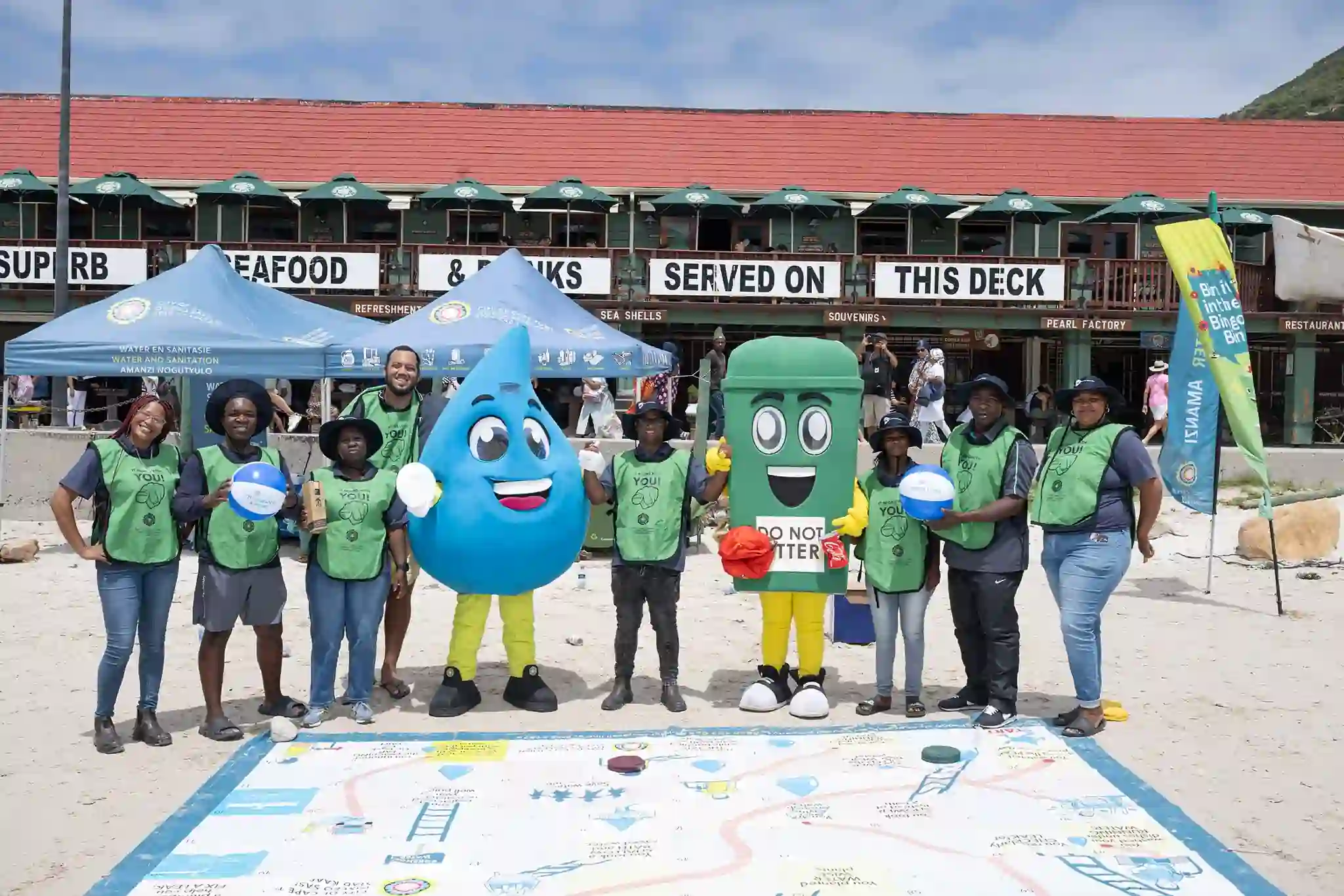 Water and Sanitation Mascot Manzi with Anti Litter Mascot Bingo in Cape Town